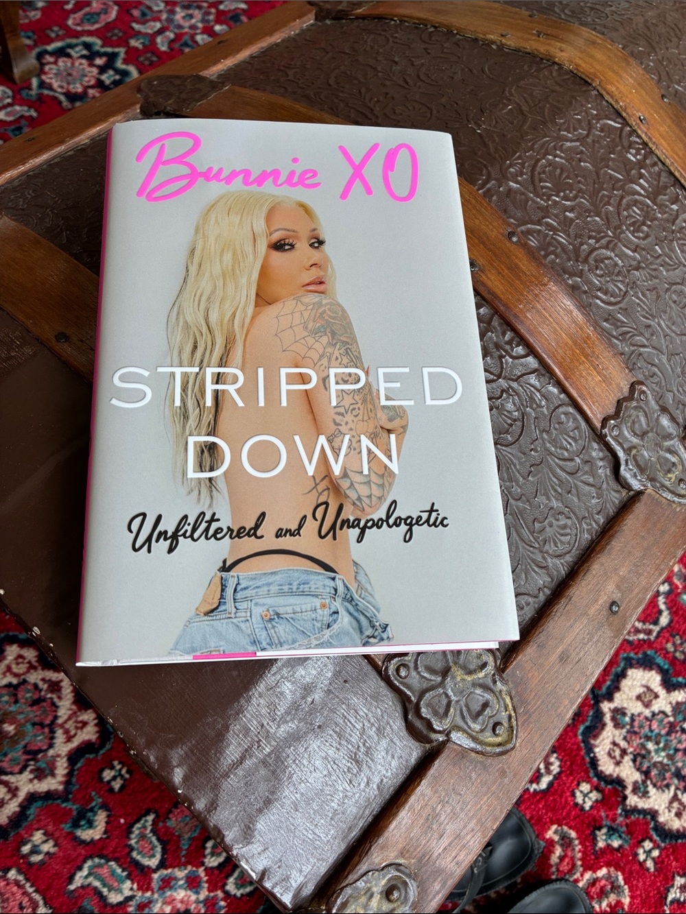 Bunnie XO "Stripped Down" Hardcover Book - Gray & Pink